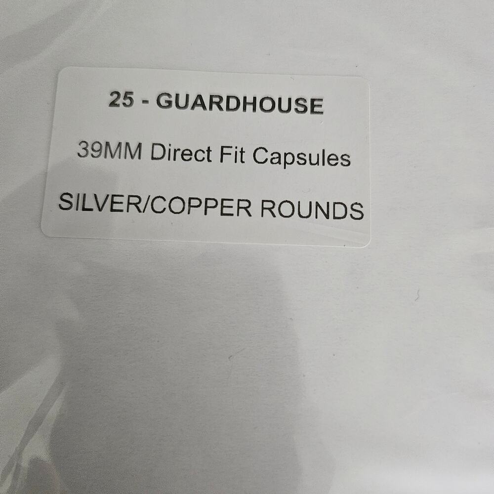 Guardhouse 39mm Direct Fit Coin Capsules 25 Pack for Silver Copper Rounds